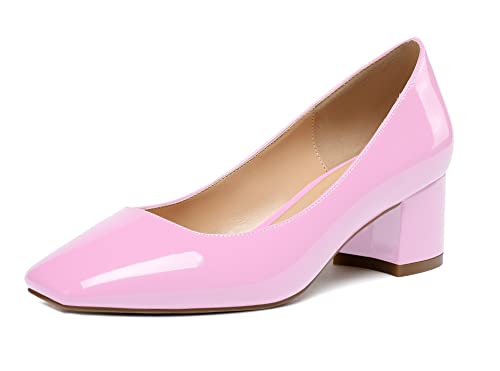 Mettesally Blockabsatz Klassische Kleid Büro Schuhe Pumps Damen Chunky Block Heels Schuhe 2'' für Frauen Rosa EU36 von Mettesally