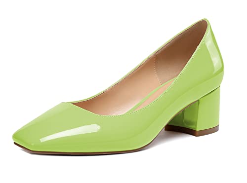 Mettesally Chunkyrayan Blockabsatz Chunky Heels 2'' Klassische Kleid Büro Schuhe Damen Pumps Low Heels Hellgrün EU41 von Mettesally