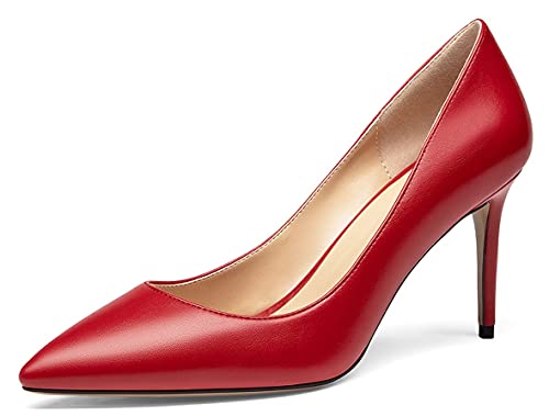 Mettesally Damen 85mm Pumpen Braut Hochzeit Party High Heel Pumpe Grundschuhe Mattrot EU40 von Mettesally