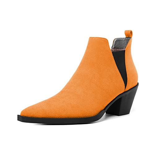 Mettesally Damen Mid Heel Ankle Stiefel Pointy Cutout Chunky Block Heels Pull On Stiefel Elastic Chelsea Arbeit Wildleder Schuhe Orange EU41 Mettesally Damen Mid Heel Ankle Stiefel Pointy Cutout Chunky Block Heels Pull On Stiefel Elastic Chelsea Arbeit Wildleder Schuhe Orange EU41 von Mettesally