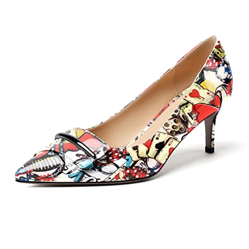 Mettesally Damen Mid Kitten Heels Pumps Spitze Slip On Lackleder High Heels Schicke Schuhe Multicouleur EU37 Mettesally Damen Mid Kitten Heels Pumps Spitze Slip On Lackleder High Heels Schicke Schuhe Multicouleur EU37 von Mettesally
