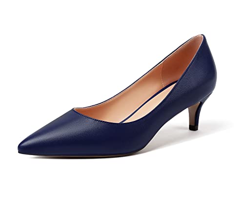 Mettesally Damen Neue Mittlere Kitten Absatz Pumps Klassische Elegante Spitze Pumps Kleid Mode Pumps Schuhe Marineblau EU38 von Mettesally