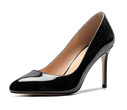 Mettesally Damen Runde Zehen Pumps Elegant Partie Pumps 8.5CM High Heels Schwarz EU42 von Mettesally