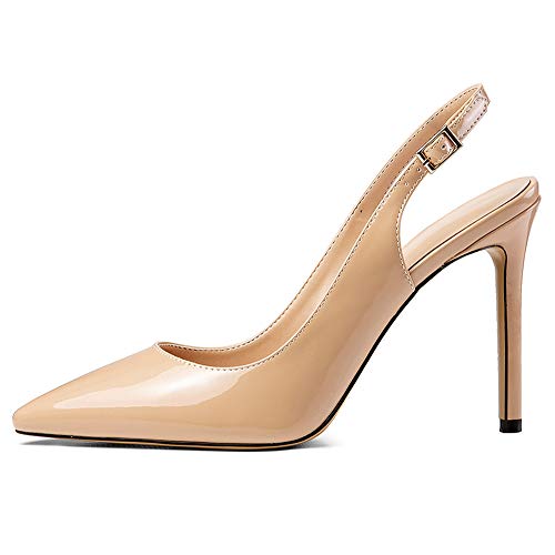 Mettesally Damen Slingback Pumps,Spitze Pumps Hochzeit Schuhe Beige EU39 von Mettesally