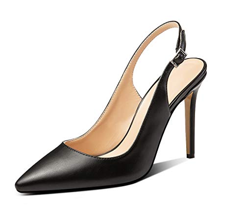 Mettesally Damen Slingback Pumps,Spitze Pumps Hochzeit Schuhe Matt-schwarz EU43 von Mettesally