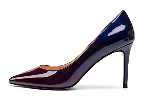 Mettesally Damen Spitz Zehen Fersen Gradient Slip auf Pumps Schuhe Marine lila EU38 Mettesally Damen Spitz Zehen Fersen Gradient Slip auf Pumps Schuhe Marine lila EU38 von Mettesally