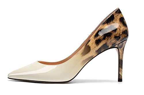 Mettesally Damen Spitz Zehen Fersen Gradient Slip auf Pumps Schuhe weißer Leopard EU38 Mettesally Damen Spitz Zehen Fersen Gradient Slip auf Pumps Schuhe weißer Leopard EU38 von Mettesally