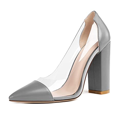 Mettesally Elegante Klar Pumps Spitze Zehen Blockabsatz Transparent PVC Pumpe Für Hochzeit Abend MatGrau EU39 Mettesally Elegante Klar Pumps Spitze Zehen Blockabsatz Transparent PVC Pumpe Für Hochzeit Abend MatGrau EU39 von Mettesally