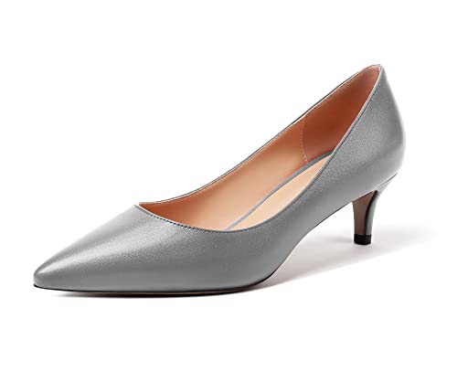 Mettesally Matte Spitze Damenabsätze Slip On Kitten Absatz Pumps Mitte Heels Hochzeit Party hochhackige Schuhe Grau EU41 von Mettesally