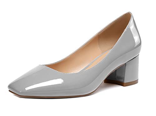 Mettesally Pumps Damen Klassische Kleid Büro Schuhe Blockabsatz Chunky Heels 5cm Mode Kleid Schuhe für Frauen Grau EU38 von Mettesally