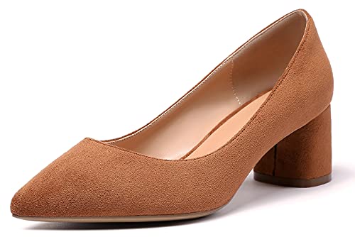 Mettesally Pumps Wildleder Damen Braunbär Muster Schuhe Mittelhohem Sexy Spitzschuhe Absatz Eleganter Abend Hochzeitsclub Büro Kleid Schuhe Braunes Wildleder EU40 von Mettesally