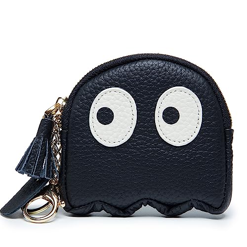 Frauen Münze Tasche Women Coin Purse with Keychain Genuine Leather Mini Soft Leather Wallets Cute Penguin (Black) von Meufam