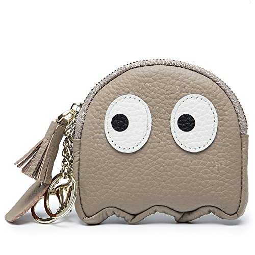 Frauen Münze Tasche Women Coin Purse with Keychain Genuine Leather Mini Soft Leather Wallets Cute Penguin (Gray) von Meufam