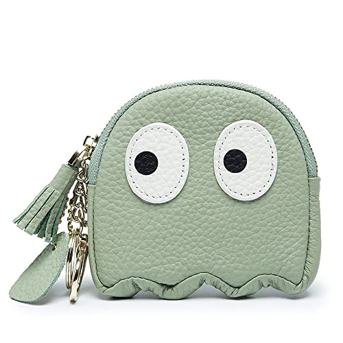 Frauen Münze Tasche Women Coin Purse with Keychain Genuine Leather Mini Soft Leather Wallets Cute Penguin (Green) von Meufam