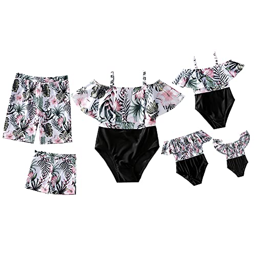 Meufam Familien Badeanzug, Einteiliger Damen Bikini Rüsche Sommer Badeanzüge Herren Badeshorts für Eltern und Kinder Lässige Passendes （Baby-Mädchen，6-9 Monate） von Meufam