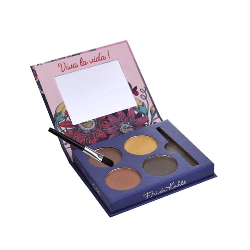 Frida Kahlo Design - Lidschatten mit Spiegel - Schönheits-Make-up für Mädchen - Vielseitiges Make-up-Set mit 4 Lidschattenfarben, Pinsel und Spiegel von Mevsim Store
