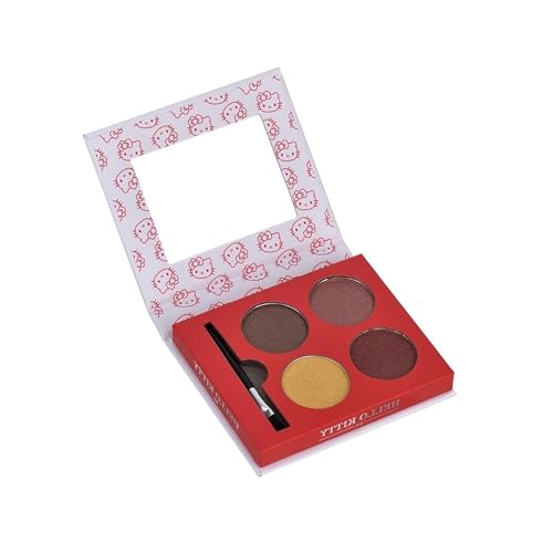 Hello Kitty Design - Lidschatten mit Spiegel 2 er set- Schönheits-Make-up für Mädchen - Vielseitiges Make-up-Set mit 4 Lidschattenfarben, Pinsel und Spiegel von Mevsim Store