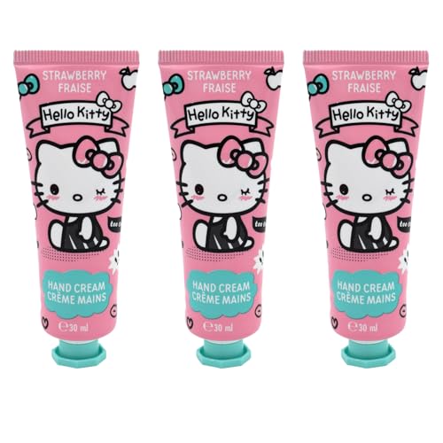 Hello Kitty Erdbeer Handcreme – 30ml 3er Set – Feuchtigkeitsspendend, Pflegend & Schnell Einziehend – Für Kinder, Teenager & Erwachsene – Geschenkidee, Reisegröße von Mevsim Store