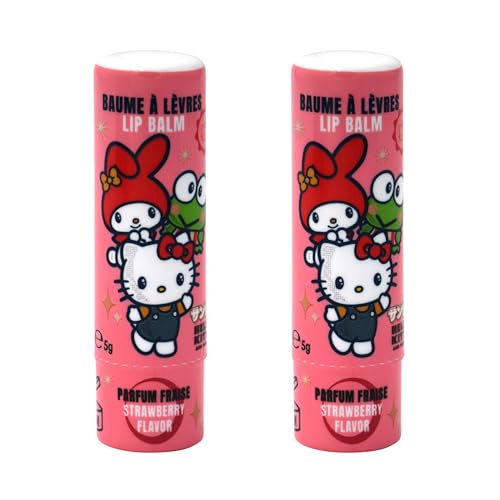 Mevsim Store Hello Kitty Friends 2er Set Lipgloss Kinder Offiziell lizenziert - Lippenbalsam - Erdbeergeschmack 5 g - Vegan - Dermatologisch getestet von Mevsim Store