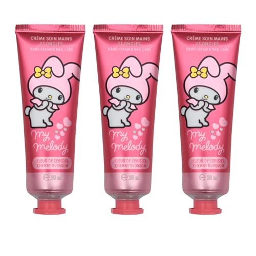 Hello Kitty My Melody Kirschblüte Handcreme – 30ml 3er Set – Feuchtigkeitsspendend, Pflegend & Schnell Einziehend – Für Kinder, Teenager & Erwachsene – Geschenkidee, Reisegröße von Mevsim Store