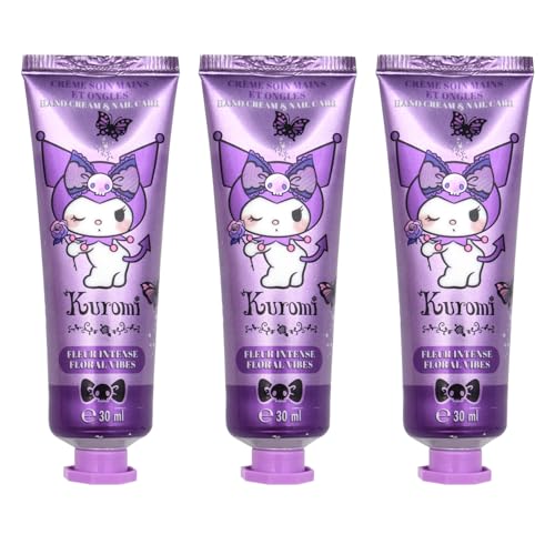Kuromi Blumenduftend Handcreme – 30ml 3er Set – Feuchtigkeitsspendend, Pflegend & Schnell Einziehend – Für Kinder, Teenager & Erwachsene – Geschenkidee, Reisegröße von Mevsim Store
