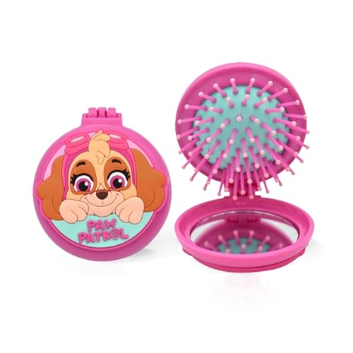 Paw Patrol Kinder 2er-Set Haarbürste - Haarbürste ohne Ziepen Kopfhaut Massagebürste mit Taschenspiegel Gegen Knoten und Spliss für jeden Haartyp für Kinder von Mevsim Store
