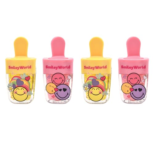 Smiley Lipgloss 2er Set- 4X5ml- Fruchtige Sorten für glänzende Lippen mit Erdbeer und Ananasduft-Lipgloss für kinder- Hydrating Lip Glow, Lang anhaltend- ideal für unterwegs von Mevsim Store