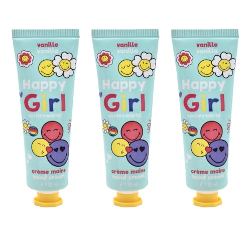 Smiley Vanille Handcreme – 30ml 3er Set – Feuchtigkeitsspendend, Pflegend & Schnell Einziehend – Für Kinder, Teenager & Erwachsene – Geschenkidee, Reisegröße von Mevsim Store
