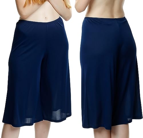 Glatter Kurze Hose ANASTAZJA, Kurze Hose mit einem Breiten Hosenbeine, Halbküchen für Damen, Unterrock, Antistatisch 38 Marine von Mewa