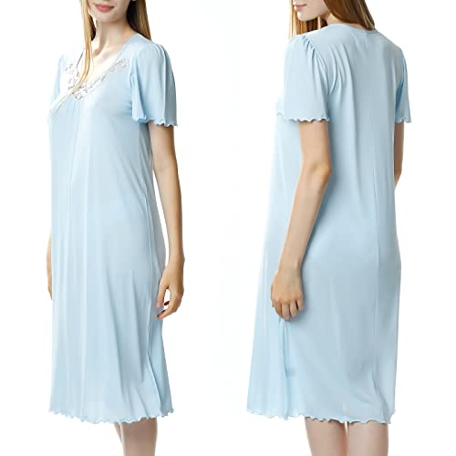 Mewa Damen Nachthemd Beatriz, Kurzarm-Nachthemd, thermoaktiver Schlafanzug, sexy Damenunterwäsche, dekorativer Ausschnitt, knielanges Nachthemd von Mewa