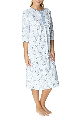 Mewa Damen Nachthemd Helena, Damen Babydoll Pyjama, 100% Baumwolle, klassischer Schnitt, florales Nachthemd von Mewa