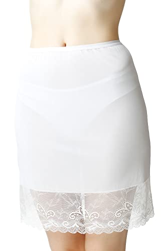 Mewa Damen Unterrock Kinga Kurz Halbrock mit floraler Spitze, Underskirt einfacher, Antistatisch Unterrock Glatte 56 Weiß von Mewa