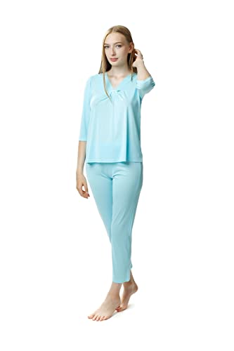 Mewa Damenpyjama Consuela uftig, leicht, angenehm anzufassen Pyjama für Damen Pyjama Set Nachtwäsche 58 Türkis von Mewa
