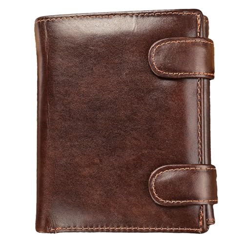 Mewpurrs Herren Geldbörse aus Echtem Leder mit Abnehmbarer Kette, RFID Schutz Portemonnaie für Männer, Großes Fassungsvermögen mit 15 Kartenfächern & Münzfach, Trifold Geldbeutel (kaffeebraun) von Mewpurrs
