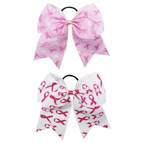 2 Stück Brustkrebs-Bewusstsein Cheerleader Schleife Pferdeschwanz Halter Elastische Haargummi für Cheerleader Rosa Schleife Haarschleife für Frauen Haarschmuck für Brustkrebs Monat 2 Stück Brustkrebs-Bewusstsein Cheerleader Schleife Pferdeschwanz Halter Elastische Haargummi für Cheerleader Rosa Schleife Haarschleife für Frauen Haarschmuck für Brustkrebs Monat von MexLuyu