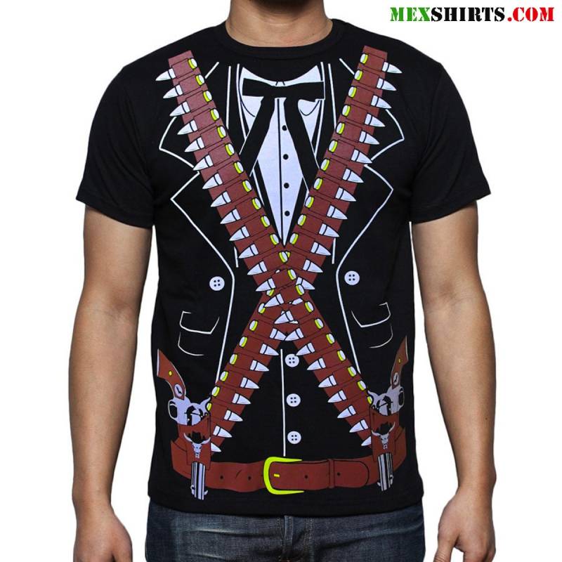 Erwachsene Bandido Pistolero Bandolero Mariachi Cinco De Mayo Kostüm T-Shirt von MexShirts
