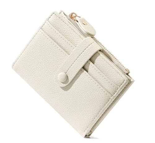 Mexgcom Geldbeutel Damen klein aus Weichem Leder, Mini Geldbeutel mit RFID Blockierung und Reißverschlusstasche, Kleines Portemonnaie mit Große Kapazität, Leicht Praktisch für Alltag (Biene weiß) von Mexgcom