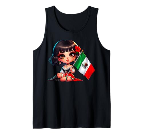 Brown Pride Chicana Chola Chibi Girl Hispanic Heritage Month Tank Top von MexiColor