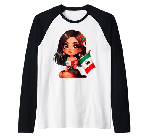 Chicana Mexican Girl Mexican Chingona Badass Women Patriotic Raglan von MexiColor