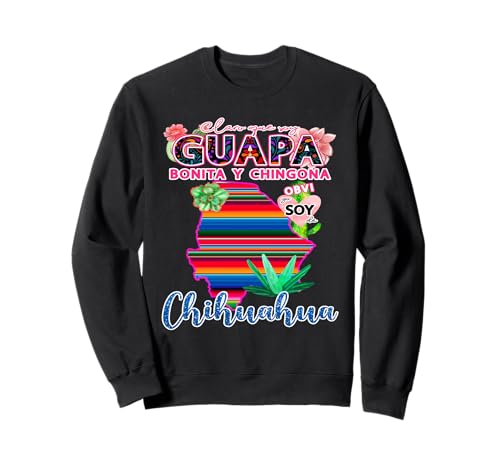 Chihuahua México Souvenir Map Mexicans Girl Emblem Patriotic Sweatshirt von MexiColor