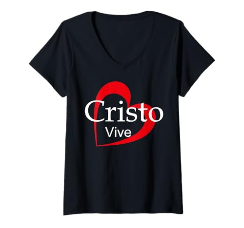 Damen Cristo Vive | Christ Lives T-Shirt mit V-Ausschnitt von MexiColor