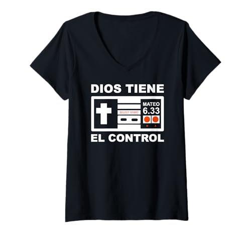 Damen Dios Siempre Tiene EL Control Mateo 6:33 T-Shirt mit V-Ausschnitt von MexiColor
