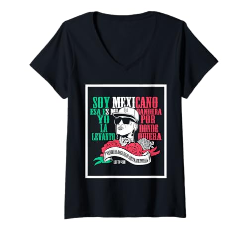 Damen Soy Mexicano ESA es mi Bandera Mexicans Rapper Lefty SM T-Shirt mit V-Ausschnitt von MexiColor