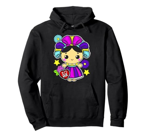 Muñeca Mexican Doll Lelé Embroidery Style Maria Otomi Girl Pullover Hoodie von MexiColor