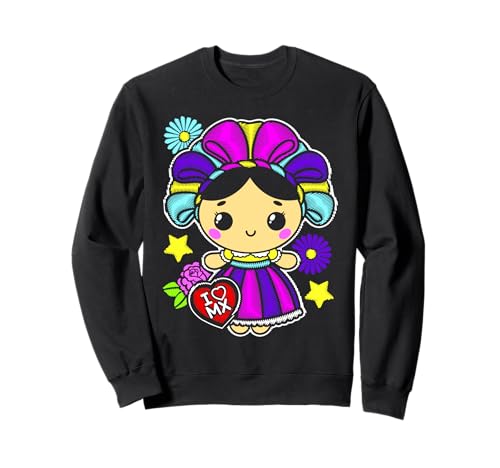 Muñeca Mexican Doll Lelé Embroidery Style Maria Otomi Girl Sweatshirt von MexiColor