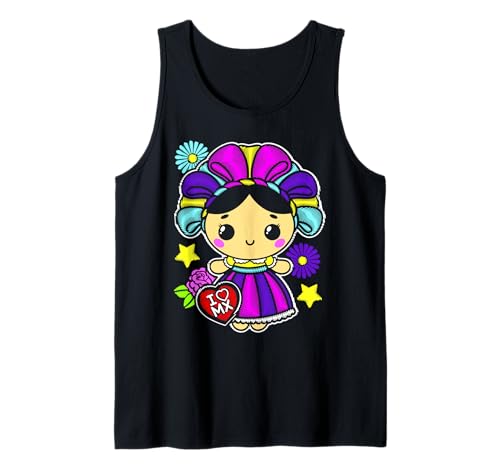 Muñeca Mexican Doll Lelé Embroidery Style Maria Otomi Girl Tank Top von MexiColor