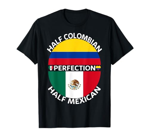 Halb Mexikaner Halb Kolumbianer Mexiko Kolumbien Flagge Roots Herren T-Shirt Halb Mexikaner Halb Kolumbianer Mexiko Kolumbien Flagge Roots Herren T-Shirt von Mexican And Colombian Flag Outfit Men Women
