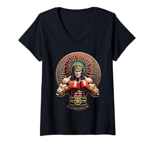 Damen Mexikanischer Box-Inka-Ancient Fighter T-Shirt mit V-Ausschnitt Damen Mexikanischer Box-Inka-Ancient Fighter T-Shirt mit V-Ausschnitt von Mexican Boxing Inka Aztec Fighter Heritage