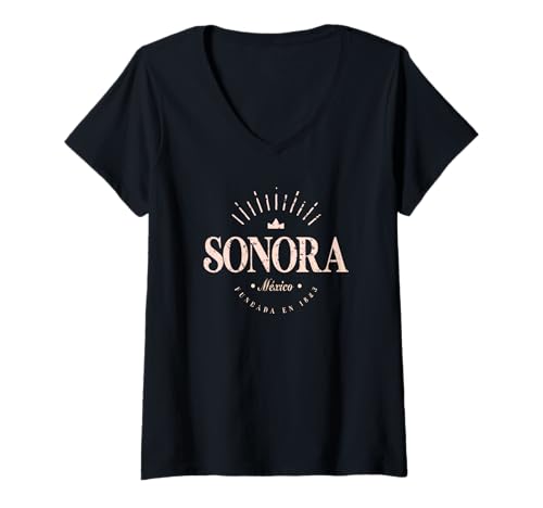 Damen Sonora Mexiko - Sonora México Modern T-Shirt mit V-Ausschnitt von Mexican Contemporary Designs