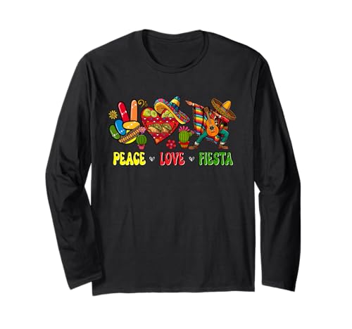 Peace Love Fiesta Cinco De Mayo Dabbing Mexican Man Colorful Langarmshirt Peace Love Fiesta Cinco De Mayo Dabbing Mexican Man Colorful Langarmshirt von Mexican Culture Cinco De Mayo Costume
